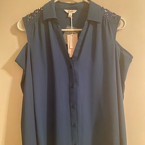 NWT long sleeve blouse with sequin open shoulders
